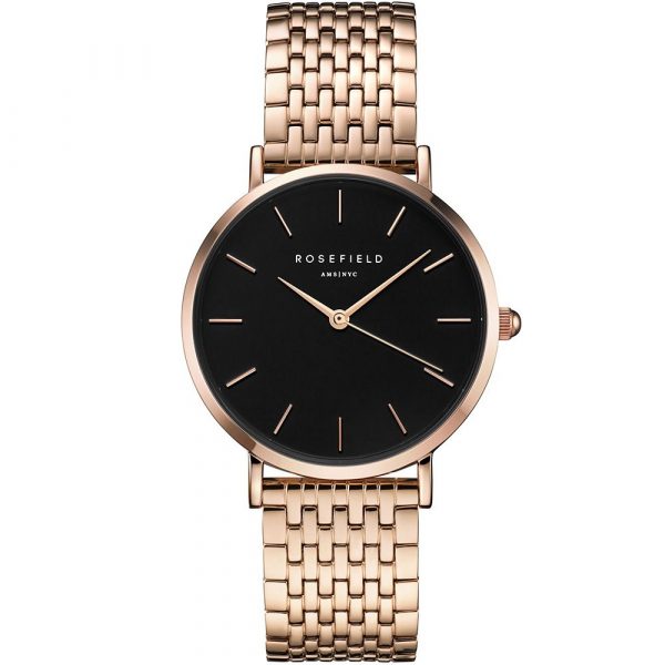 Montre Rosefield Upper Eastsiderose Noir Et Acier Rose