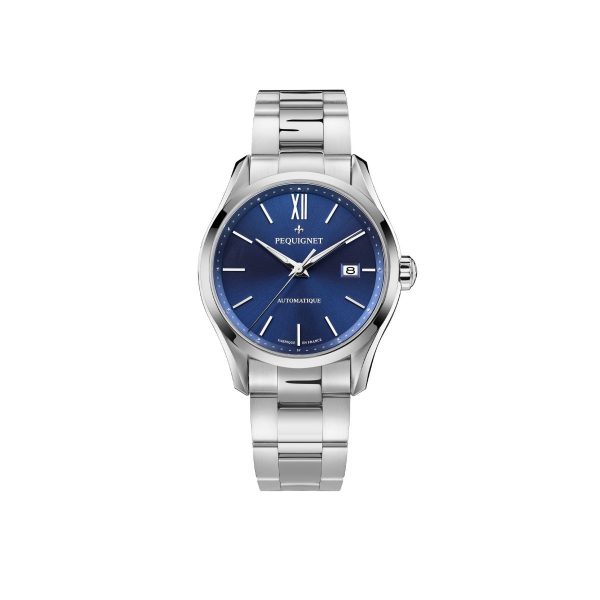 Montre Pequignet automatique, cadran bleu